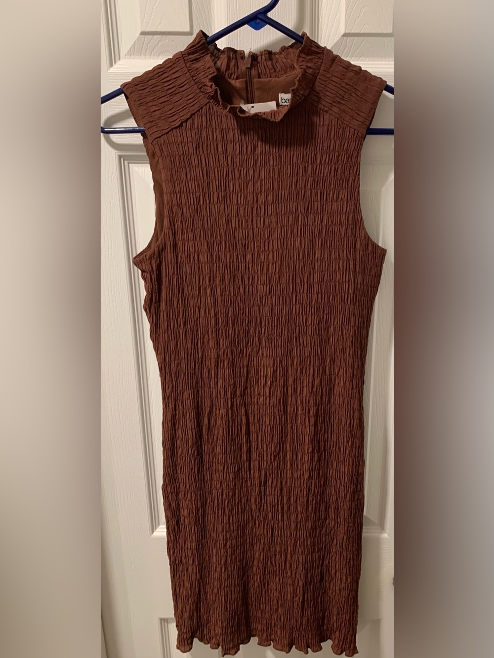 Bar III Sleeveless Crinkle Midi Dress in Brown